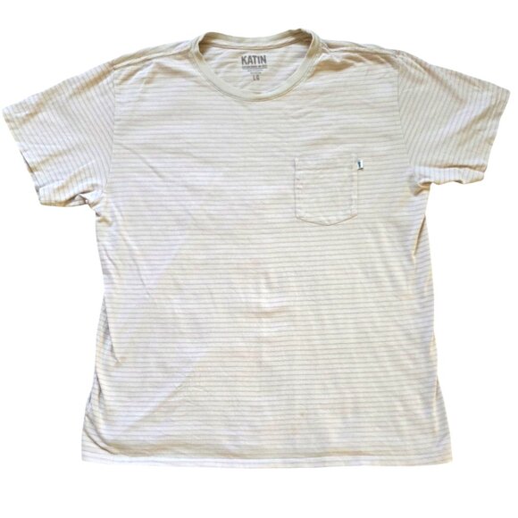 Katin Men's Short Sleeve Striped T Shirt Size L Preppy Everyday Tee Surfer - Picture 1 of 9